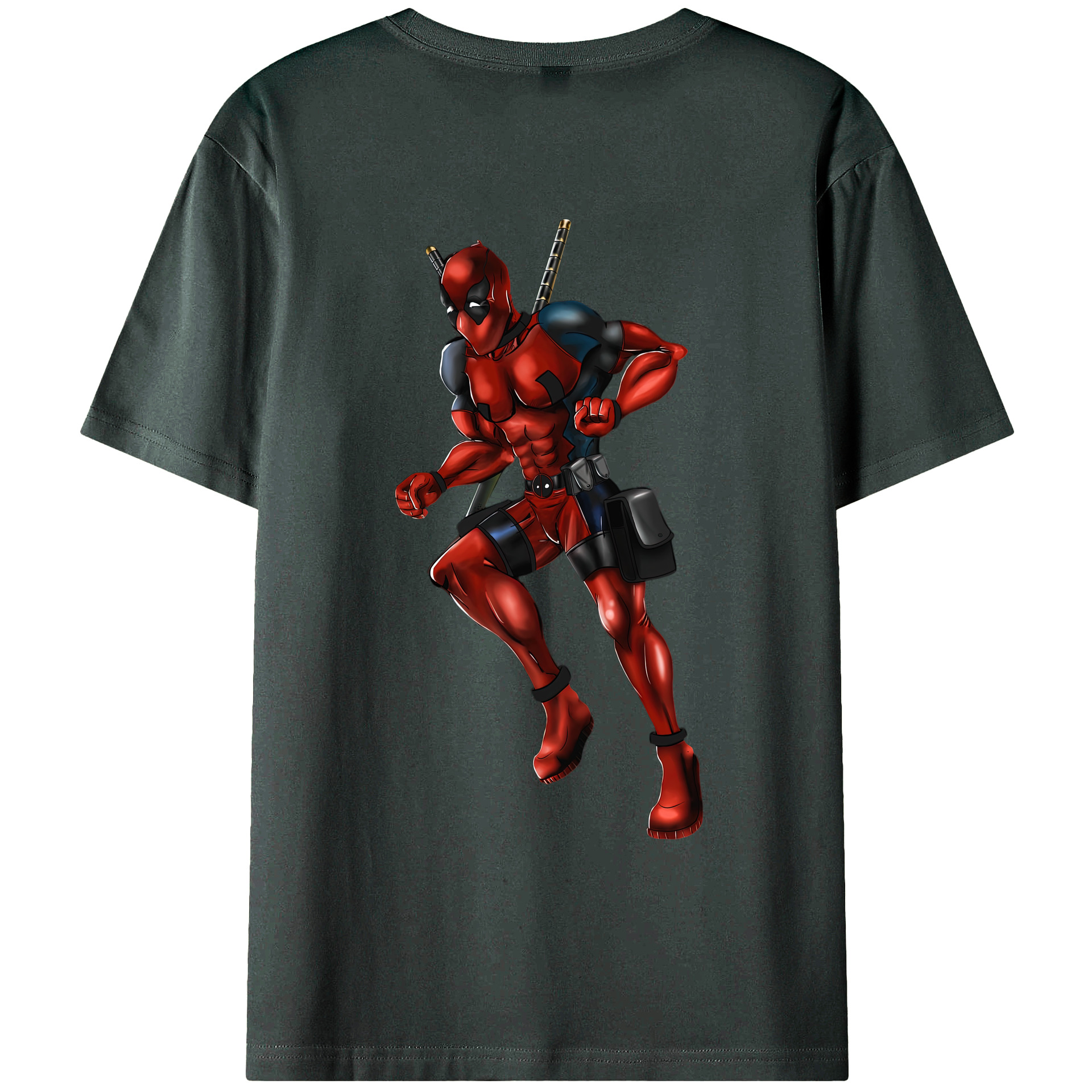 （画像用） Deadpool デッドプール 綿100％ メンズ半袖Tシャツ（バックプリント） 通気性